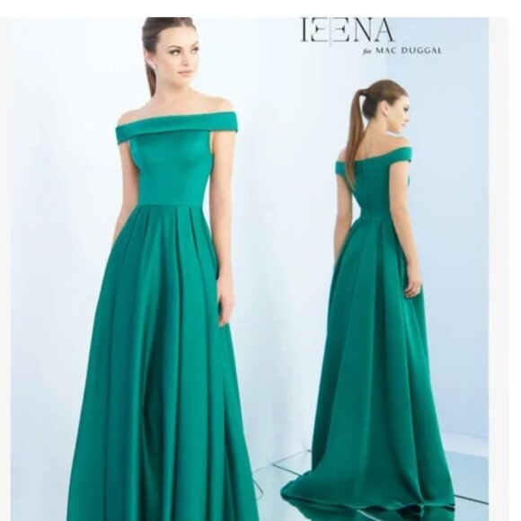 Green off the shoulder ball gown - Leena for Mac Duggal - Picture 6 of 6